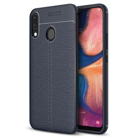 Microsonic Samsung Galaxy A20 Deri Dokulu Lacivert Silikon Kılıf