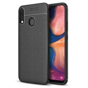 Microsonic Samsung Galaxy A20 Deri Dokulu Siyah Silikon Kılıf