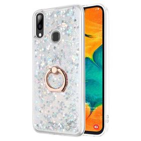 Microsonic Samsung Galaxy A20 Glitter Liquid Holder Beyaz Kılıf