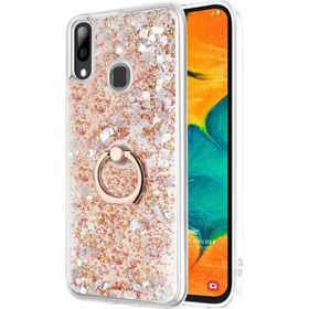 Microsonic Samsung Galaxy A20 Glitter Liquid Holder Gold Kılıf