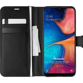 Microsonic Samsung Galaxy A20S Delux Leather Wallet Siyah Kılıf