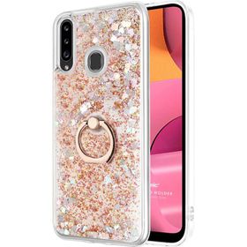 Microsonic Samsung Galaxy A20S Glitter Liquid Holder Gold Kılıf