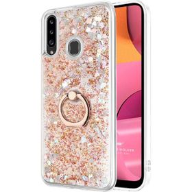 Microsonic Samsung Galaxy A20S Glitter Liquid Holder Gold Kılıf