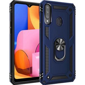 Microsonic Samsung Galaxy A20S Military Ring Holder Lacivert Kılıf