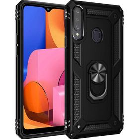 Microsonic Samsung Galaxy A20S Military Ring Holder Siyah Kılıf