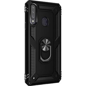 Microsonic Samsung Galaxy A20S Military Ring Holder Siyah Kılıf
