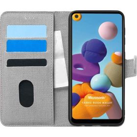 Microsonic Samsung Galaxy A21 Fabric Book Wallet Gri Kılıf