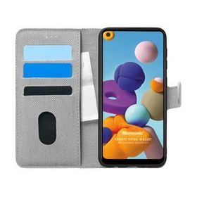 Microsonic Samsung Galaxy A21 Fabric Book Wallet Gri Kılıf