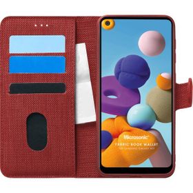 Microsonic Samsung Galaxy A21 Fabric Book Wallet Kırmızı Kılıf