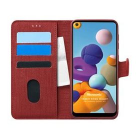 Microsonic Samsung Galaxy A21 Fabric Book Wallet Kırmızı Kılıf