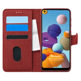 Microsonic Samsung Galaxy A21 Fabric Book Wallet Kırmızı Kılıf