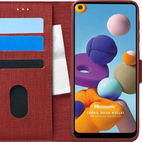Microsonic Samsung Galaxy A21 Fabric Book Wallet Kırmızı Kılıf