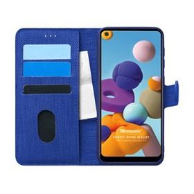 Microsonic Samsung Galaxy A21 Fabric Book Wallet Lacivert Kılıf