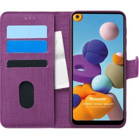 Microsonic Samsung Galaxy A21 Fabric Book Wallet Mor Kılıf