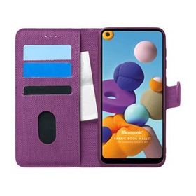 Microsonic Samsung Galaxy A21 Fabric Book Wallet Mor Kılıf