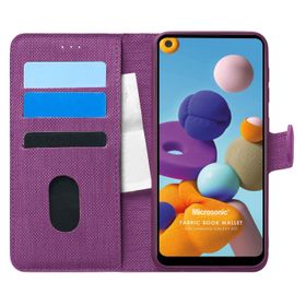 Microsonic Samsung Galaxy A21 Fabric Book Wallet Mor Kılıf