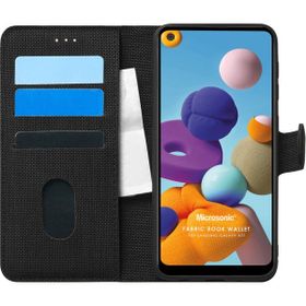 Microsonic Samsung Galaxy A21 Fabric Book Wallet Siyah Kılıf
