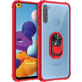 Microsonic Samsung Galaxy A21 Grande Clear Ring Holder Kırmızı Kılıf