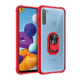 Microsonic Samsung Galaxy A21 Grande Clear Ring Holder Kırmızı Kılıf