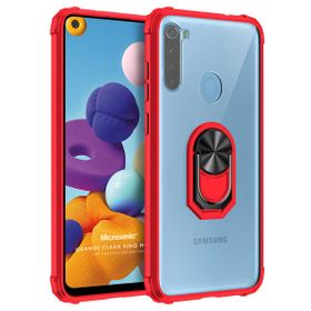 Microsonic Samsung Galaxy A21 Grande Clear Ring Holder Kırmızı Kılıf