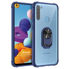 Microsonic Samsung Galaxy A21 Grande Clear Ring Holder Lacivert Kılıf