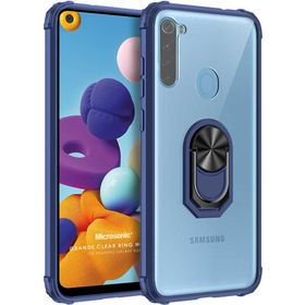 Microsonic Samsung Galaxy A21 Grande Clear Ring Holder Lacivert Kılıf