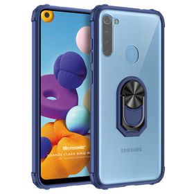 Microsonic Samsung Galaxy A21 Grande Clear Ring Holder Lacivert Kılıf
