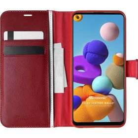 Microsonic Samsung Galaxy A21S Delux Leather Wallet Kırmızı Kılıf