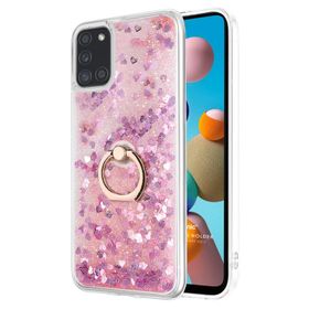 Microsonic Samsung Galaxy A21S Glitter Liquid Holder Beyaz Kılıf