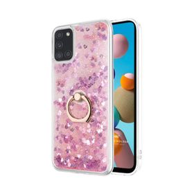 Microsonic Samsung Galaxy A21S Glitter Liquid Holder Beyaz Kılıf