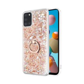 Microsonic Samsung Galaxy A21S Glitter Liquid Holder Beyaz Kılıf