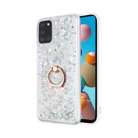 Microsonic Samsung Galaxy A21S Glitter Liquid Holder Beyaz Kılıf