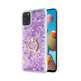 Microsonic Samsung Galaxy A21S Glitter Liquid Holder Beyaz Kılıf