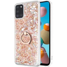Microsonic Samsung Galaxy A21S Glitter Liquid Holder Gold Kılıf
