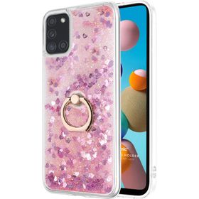 Microsonic Samsung Galaxy A21S Glitter Liquid Holder Pembe Kılıf