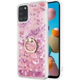 Microsonic Samsung Galaxy A21S Glitter Liquid Holder Pembe Kılıf