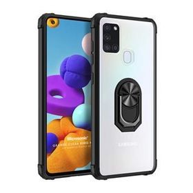 Microsonic Samsung Galaxy A21s Grande Clear Ring Holder Siyah Kılıf