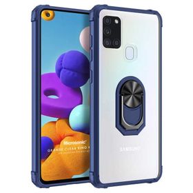 Microsonic Samsung Galaxy A21s Grande Clear Ring Holder Siyah Kılıf
