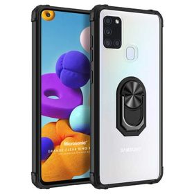 Microsonic Samsung Galaxy A21s Grande Clear Ring Holder Siyah Kılıf