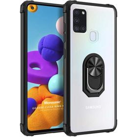 Microsonic Samsung Galaxy A21s Grande Clear Ring Holder Siyah Kılıf