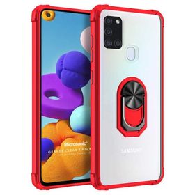 Microsonic Samsung Galaxy A21S Grande Ring Holder Kırmızı Kılıf