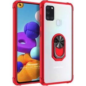 Microsonic Samsung Galaxy A21S Grande Ring Holder Kırmızı Kılıf