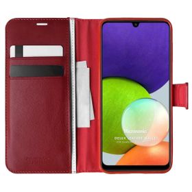 Microsonic Samsung Galaxy A22 4G Delux Leather Wallet Kırmızı Kılıf