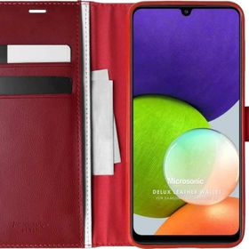 Microsonic Samsung Galaxy A22 4G Delux Leather Wallet Kırmızı Kılıf