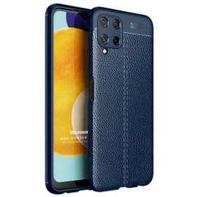 Microsonic Samsung Galaxy A22 4G Deri Dokulu Silikon Lacivert Kılıf