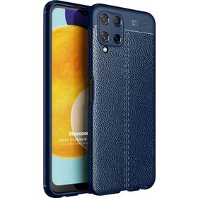 Microsonic Samsung Galaxy A22 4G Deri Dokulu Silikon Lacivert Kılıf