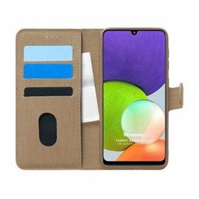Microsonic Samsung Galaxy A22 4G Fabric Book Wallet Gold Kılıf