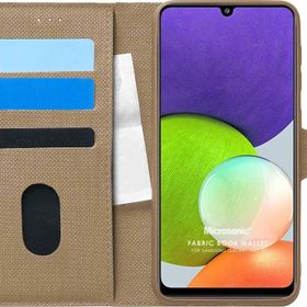Microsonic Samsung Galaxy A22 4G Fabric Book Wallet Gold Kılıf