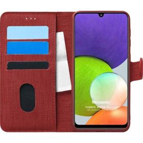 Microsonic Samsung Galaxy A22 4G Fabric Book Wallet Kırmızı Kılıf