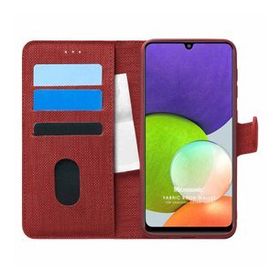 Microsonic Samsung Galaxy A22 4G Fabric Book Wallet Kırmızı Kılıf